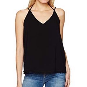 Splendid black cotton fringe tank size small